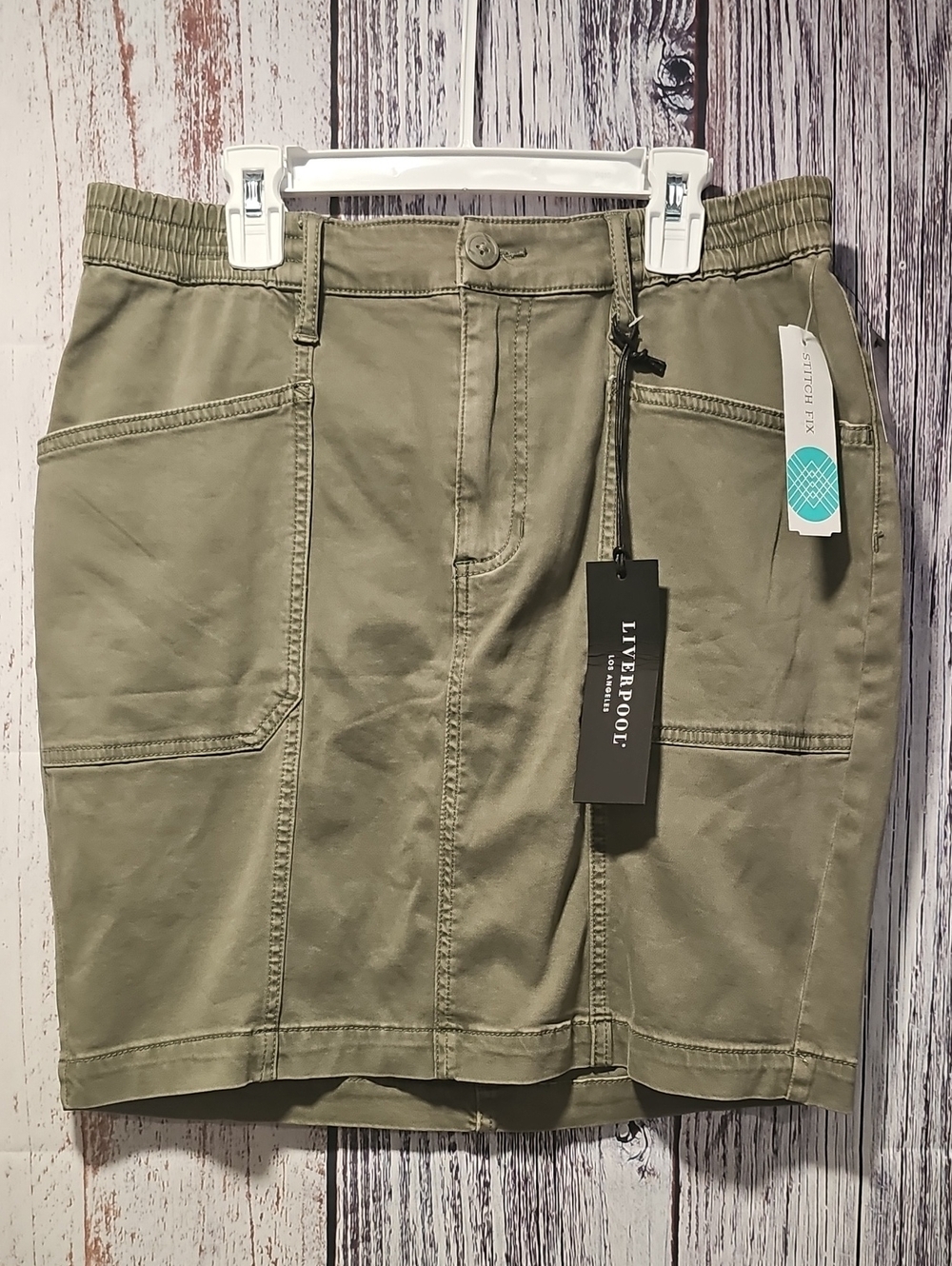 Liverpool Olive Utility Midi Skirt